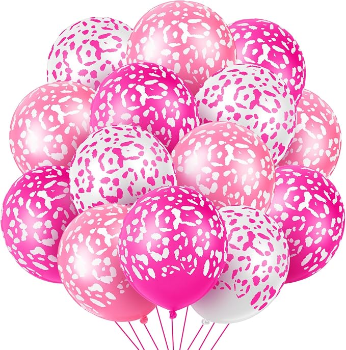 Gejoy 36 Pcs Cheetah Balloons White and Rose Pink Leopard Print Balloons 12 by Unknown