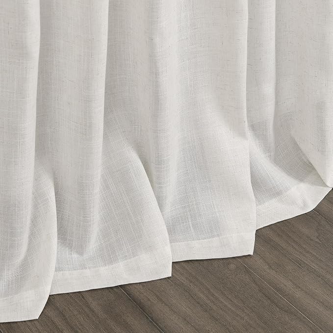 Natural Linen Curtains for Living Room 110 Inches Long Back Tab Light Filtering - Image 9