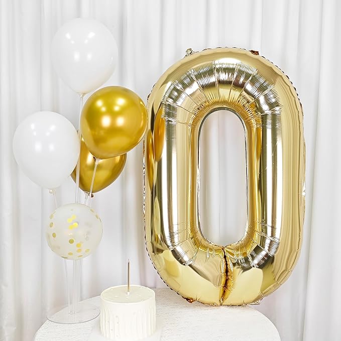 40 Inch Light Gold 3 Number Balloons Large Champagne Gold Number | White Gold - Image 6