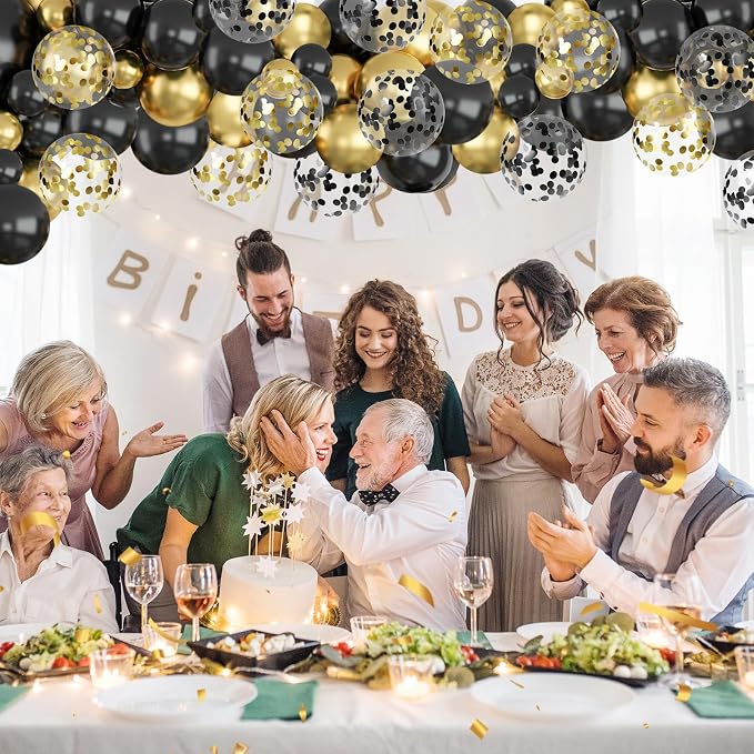 Lukiituke Black and Gold Balloons, New Years, Retirement, Graduation Decorations - Image 6
