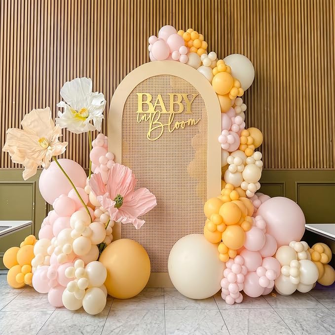 Pink Yellow Balloon, Pastel Light Dusty Pink Yellow Balloon - Image 3
