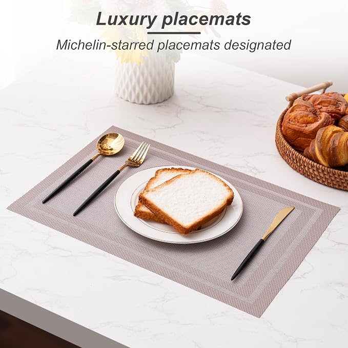 Placemats Set of 6 Washable Indoor | Outdoor Vinyl Place Mats - Image 5
