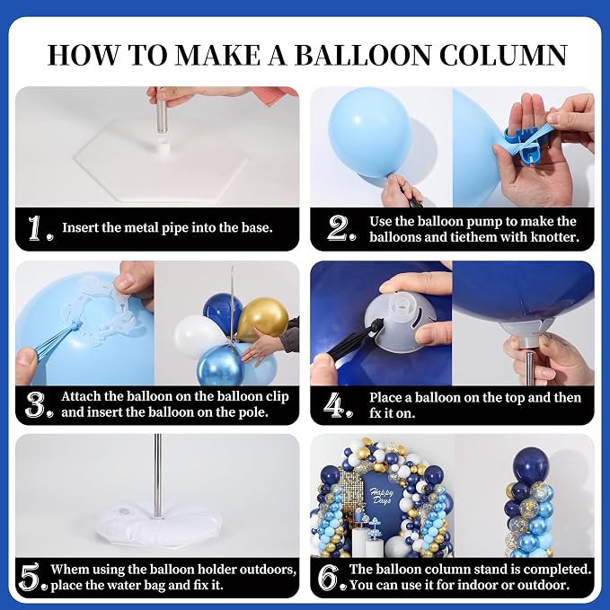 Navy Blue and Gold Balloon Column Stand Kit Set of 2 - Image 6