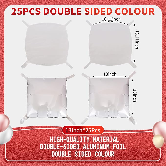 50 Pcs Square Foil Balloons 22 Inch Square Mylar Balloons, Metallic Square - Image 7