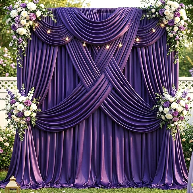 20ft×12ft Deep Purple Backdrop Curtains - Image 2