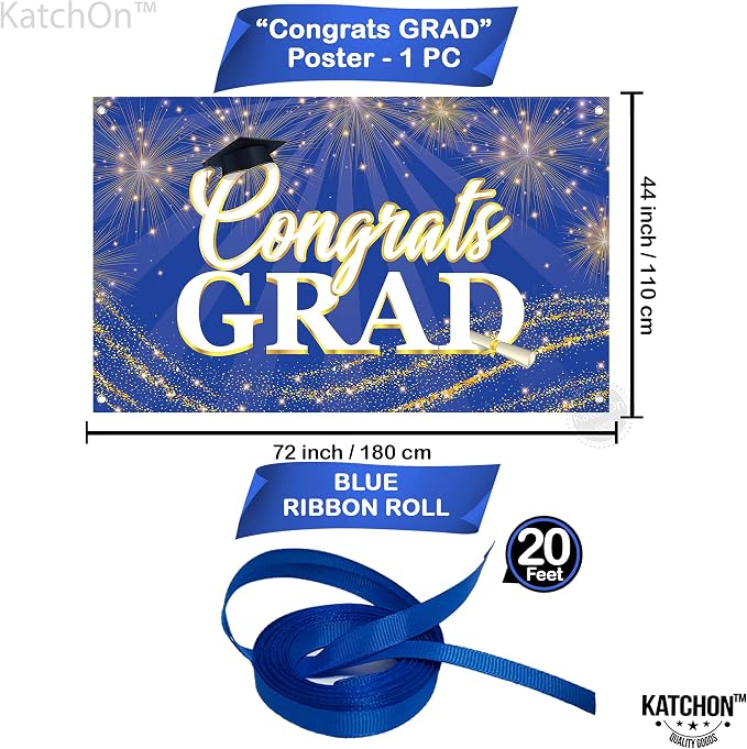 KatchOn Graduation Decorations 2026 Congrats Grad Banner 72x44 Inch | Blue - Image 4