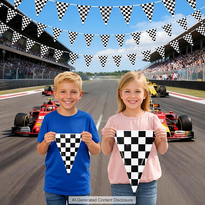 Piokio 100ft Black and White Checkered Flag Banner | Racing Flags, Nascar Cars - Image 4