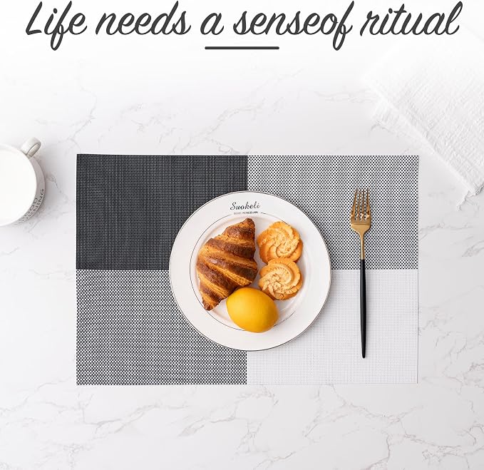 Placemats Set of 6 Washable Indoor | Outdoor Vinyl Place Mats - Image 5