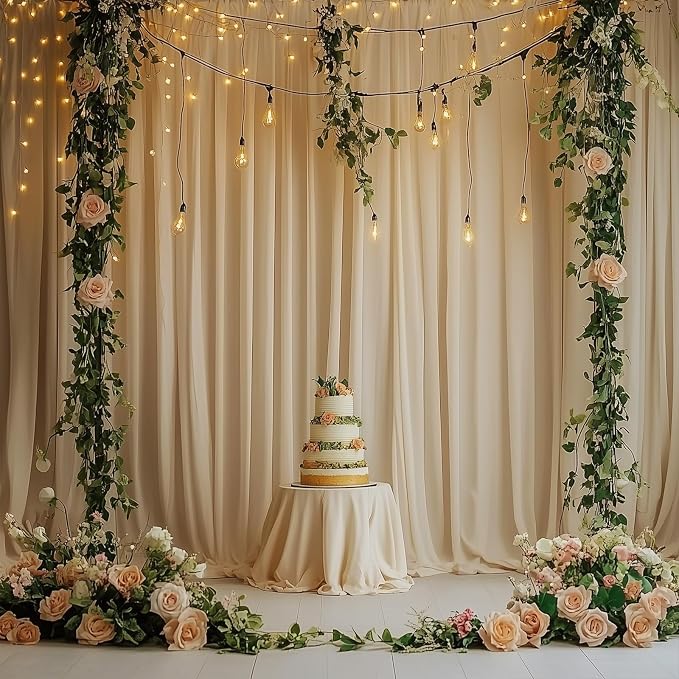 30ft x 10ft Wrinkle Free Champagne Backdrop Curtains - Image 7
