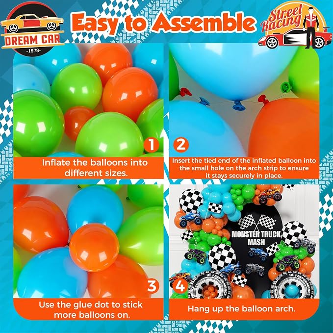 171Pcs Monster Truck Balloons Garland Arch Kit - Image 3