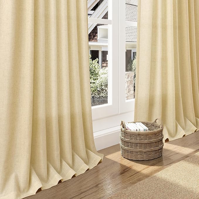Cream Yellow Linen Curtains 102 Inches Long - Image 5