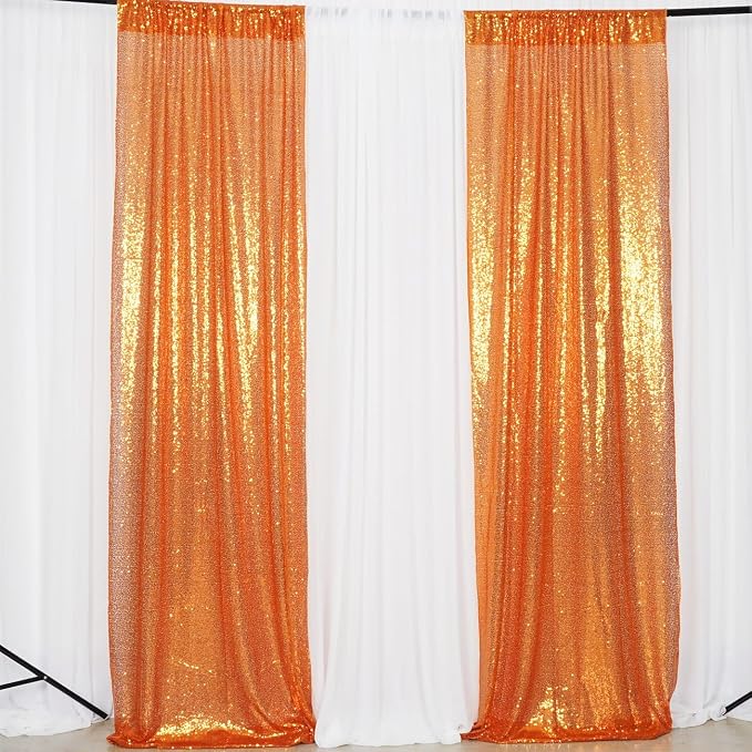 Poise3EHome Orange Sequin Backdrop Curtain, 2 Panels 2FTx8FT Glitter Background - Image 7