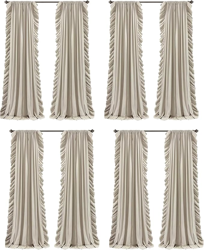 Lush Decor Reyna Ruffle Window Curtain Panel Set, Wheat by LushDecor