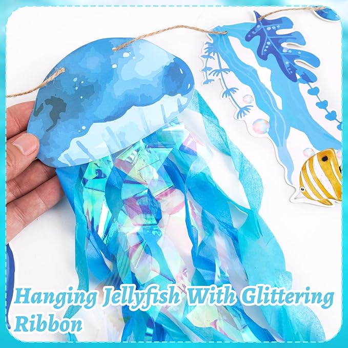 SUNBEAUTY Starfish Seashell Banner Under The Sea Party Decoration Jellyfish - Image 5