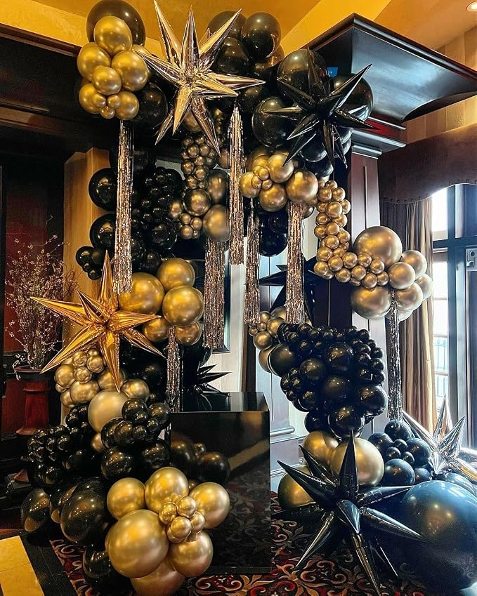 Black and Gold Balloons Garland Arch Kit 200Pcs - Image 6