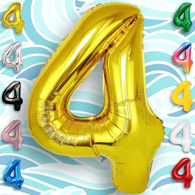 Gold Number Balloon 4 Mylar Foil Balloons 40 inch - Image 2