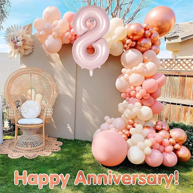 Light Pink Number 8 Balloon, 40 Inch Giant Mylar Number Balloons, Large Foil - Image 7