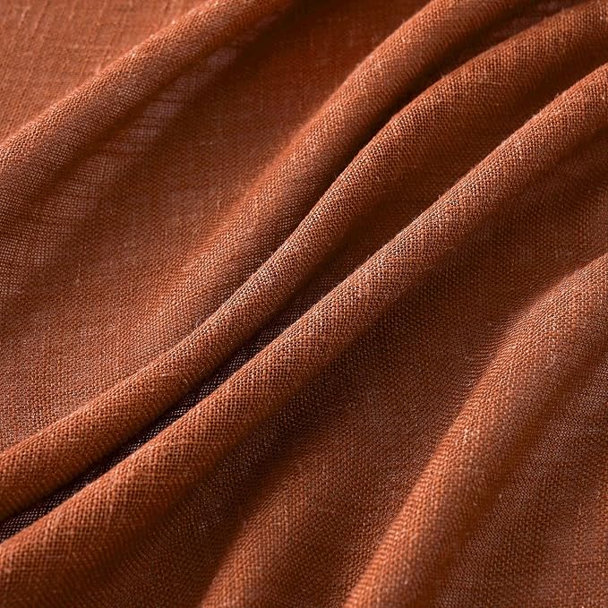 MIULEE Burnt Orange Fall Linen Curtains 52x84 Inch - Image 4