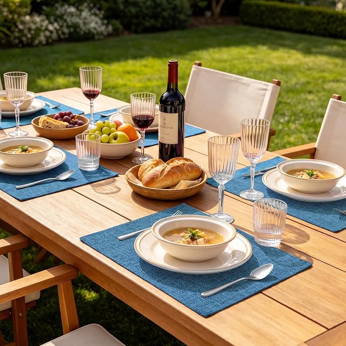 homing Faux Cotton Linen Placemats Set of 6, Cloth Washable Farmhouse Dining - Image 9