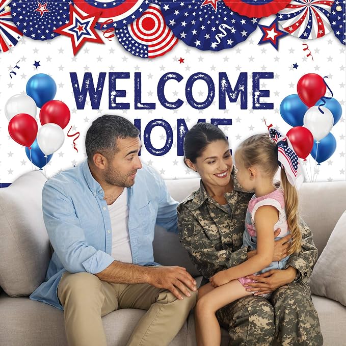 Sumind Large Welcome Home Banner Military Red White and Blue Welcome Home - Image 4