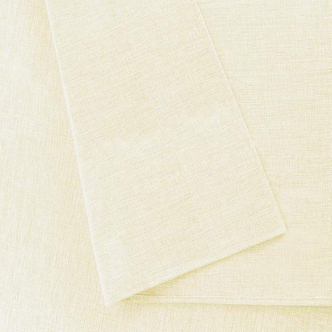 Hiasan Faux Linen Rectangle Tablecloth - Wrinkle and Stain Resistant Washable Table Cloth for Kitchen Dining Room Holiday Table Cover for Dinner, Champagne, 70 x 90 Inch