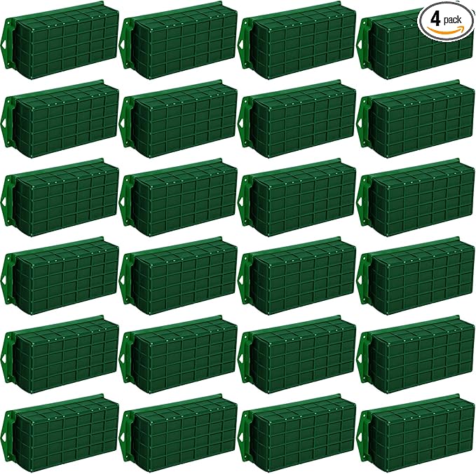 Boao 4 Pieces Floral Foam Cage Holder with Floral Foam for Fresh Flowers Cage Bowl for Table Centerpiece Flower Arrangement, Rectangle, 11.8 x 4.7 x 3.1 Inch