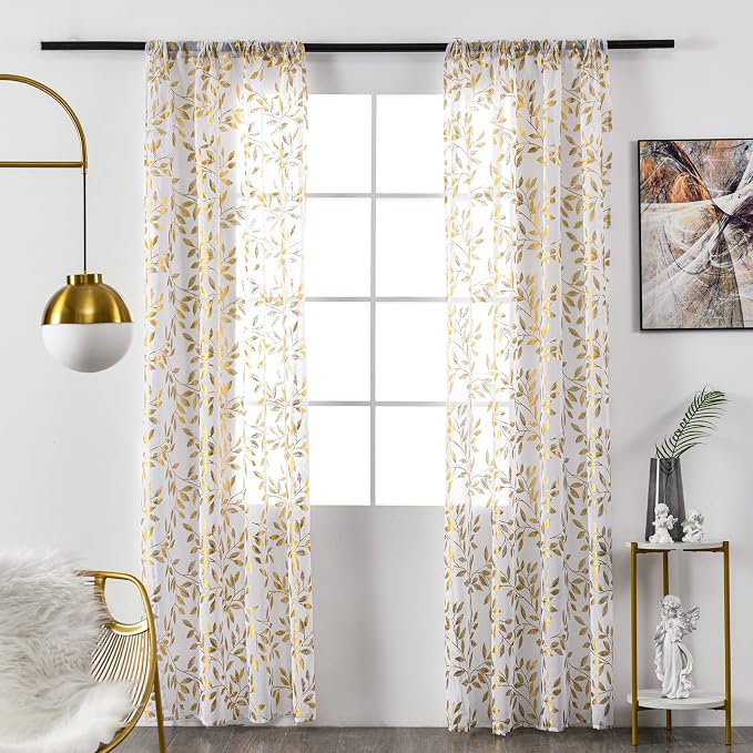 Sutuo Home White Sheer Curtains 96 Inches Long 2 Panels Set, Privacy Window - Image 2