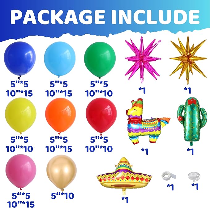 Mexican Fiesta Party Decorations, Cinco De Mayo Rainbow Balloon Arch Kit | - Image 2