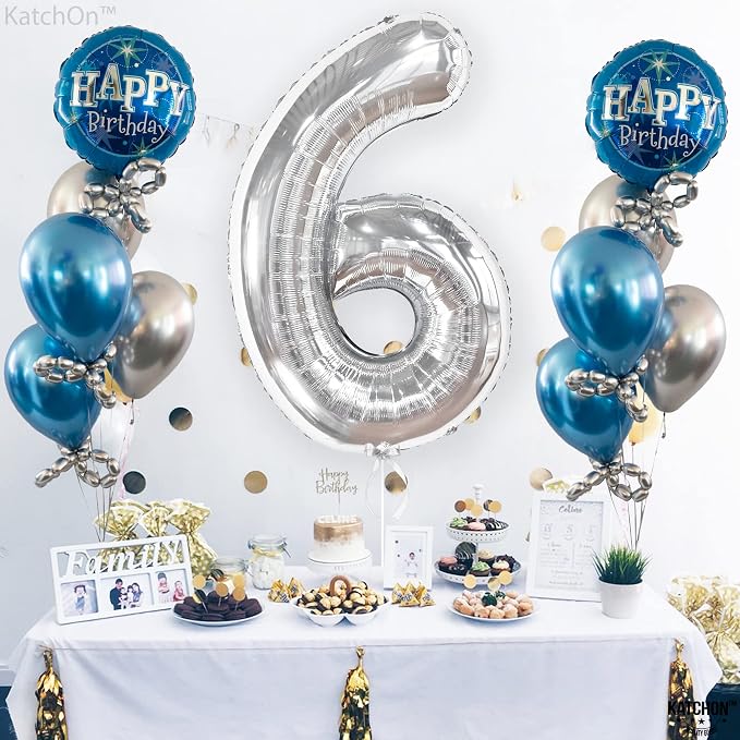 KatchOn Silver Number 6 Balloon 40 Inch | 6th Birthday Balloons, 6th Birthday - Image 4