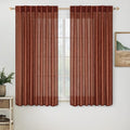 MIULEE Burnt Orange Fall Linen Curtains 52x63 Inch 2 Panels by MIULEE