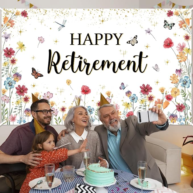 Happy Retirement Banner Wildflower Themed Happy Retirement Party Decorations - Image 7