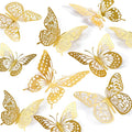 SAOROPEB 3D Butterfly Wall Decor 48 Pcs Gold Butterfly Birthday Decorations | 4 by SAOROPEB