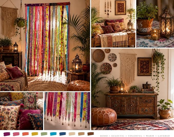 Mango Gifts Old Silk Sari Ribbon Doorway Curtain Hippie Bohemian Room Divider - Image 6