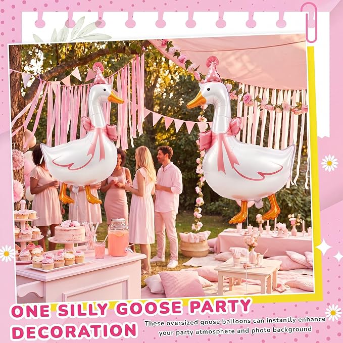 Soulchen 12 Pcs One Silly Goose Balloons Set 33" Giant White Goose Foil Balloons - Image 5