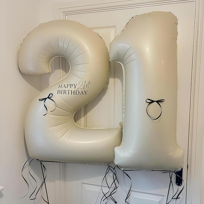 Cream 3 Balloon Number 40 Inch Cream White Number 3 Balloon Helium Mylar 3 - Image 5