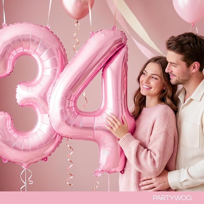 PartyWoo Number Balloons 40 Inch Pink Number 3 Kit 25pcs - Image 9