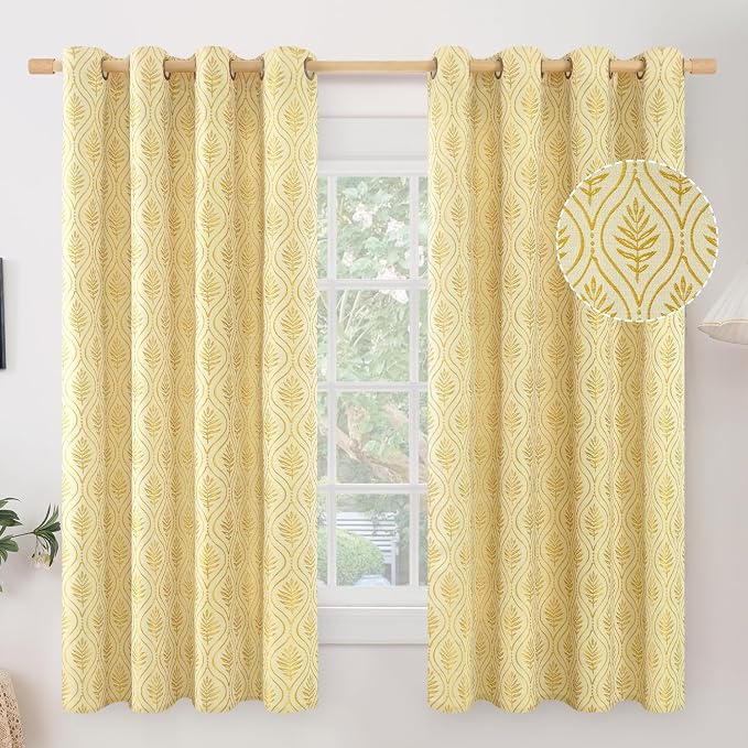 BGment Mustard Yellow French Country Curtains 63 Inches Long - Image 9