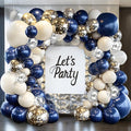Navy Blue Silver Balloon Arch Kit, Pearl White, Different Size | Double Stuffed by PUFFLD