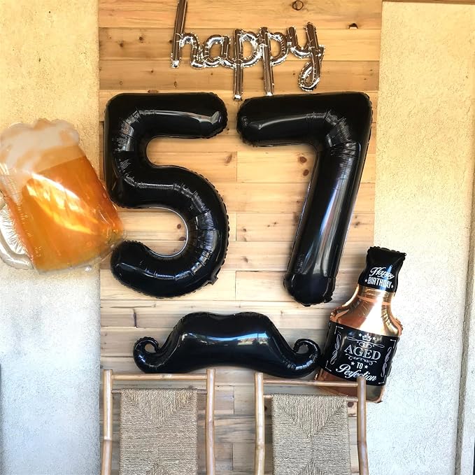 Black Number 17 Mylar Foil Balloons, 40 Inch Giant Black 17th Birthday Balloons - Image 6