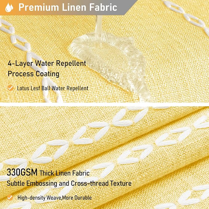 54x78 Boho Farmhouse Linen Heavy Duty Cloth Shower Curtain Set, 330GSM Linen - Image 4