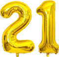 Gold Number 21 Balloon, 40 Inch Large 12/21 Number Foil Mylar Balloons by PatiCool
