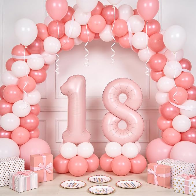 40 In Matte Pink Number Balloons Helium Foil Mylar Balloon Party Digital 4 | - Image 5