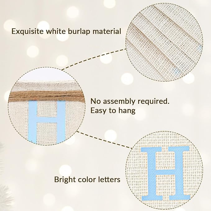 White Burlap Happy Birthday Banner Sign Birthday Garland Wall Door Hanging - Image 5