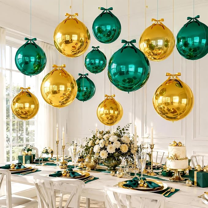 Green Gold Round Foil Balloons - Image 5