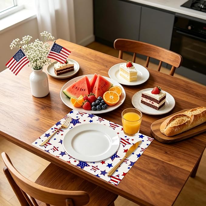 50 Pack Patriotic Disposable Paper Placemats, Star and Stripes Table Mats | - Image 6