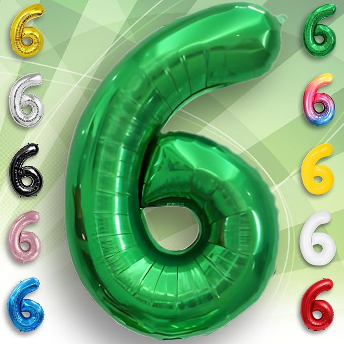 Green Number Balloon 6 Mylar Foil Balloons 32 inch - Image 6