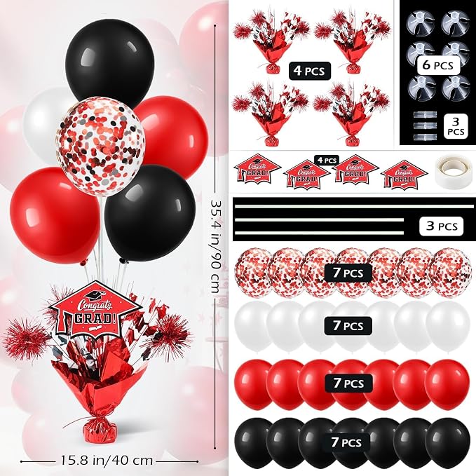 4 PCS Graduation Centerpieces for Tables Balloons Stand Holder Kit College - Image 3