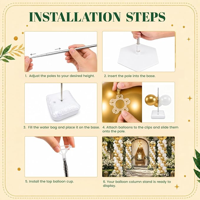 4 Pack Balloon Stands for Floor Adjustable Balloon Column Stand Kit | Metal - Image 5