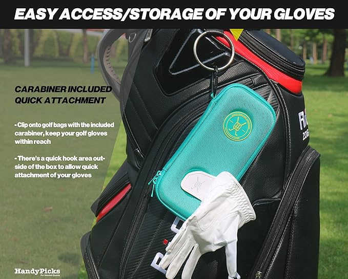 Handy Picks Performance Golf Glove Case - Golf Gloves Holder Case That Protects n Keeps Your Golf Gloves Neat n Dry - Air Flows Through on The Back Cover to Let The Moisture Out