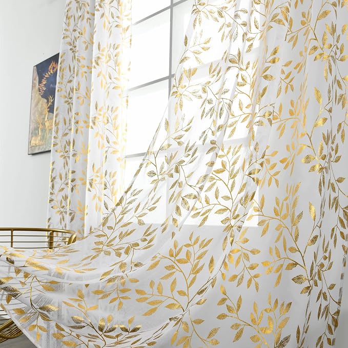 Sutuo Home White Sheer Curtains 96 Inches Long 2 Panels Set, Privacy Window by SutuoHome